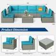thumbnail image 7 of Mayincolor 7-Piece Modular Outdoor Sectional Wicker Patio Furniture Set with Coffee Table for Porch Balcony Backyard, Light Blue, 7 of 7