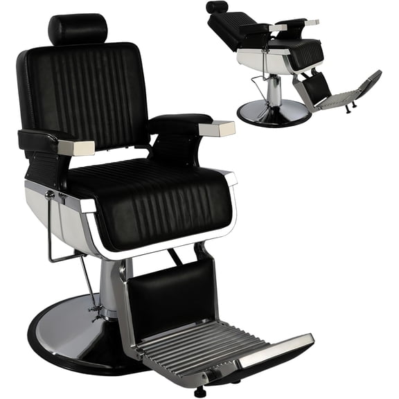 Barber Chairs for Barbershop,Professional Hydraulic Salon Chair for Hair Stylist,Black Heavy Duty Vintage Recling Hair Chair,All Purpose Beauty Shampoo Tattoo Chair, Black
