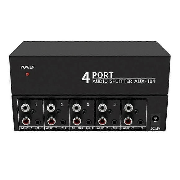 Audio Splitter 1 in 4 Out RCA L/R Aux Stereo Audio Splitter 1X4 Audio Distributor for PC DVD Speake