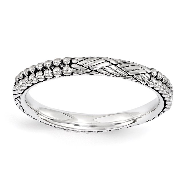 Bague à Motifs Antique en Argent Sterling Stackable Expressions Taille 8