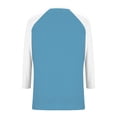 thumbnail image 4 of Womens 3/4 Length Sleeve Tops, Yigetop Women's Tops Printed Women's Top 3/4 Sleeves Blouse Short Sleeve T Shirt V Neck T Shirt 3/4 Sleeve Top Sky Blue 2XL, 4 of 6