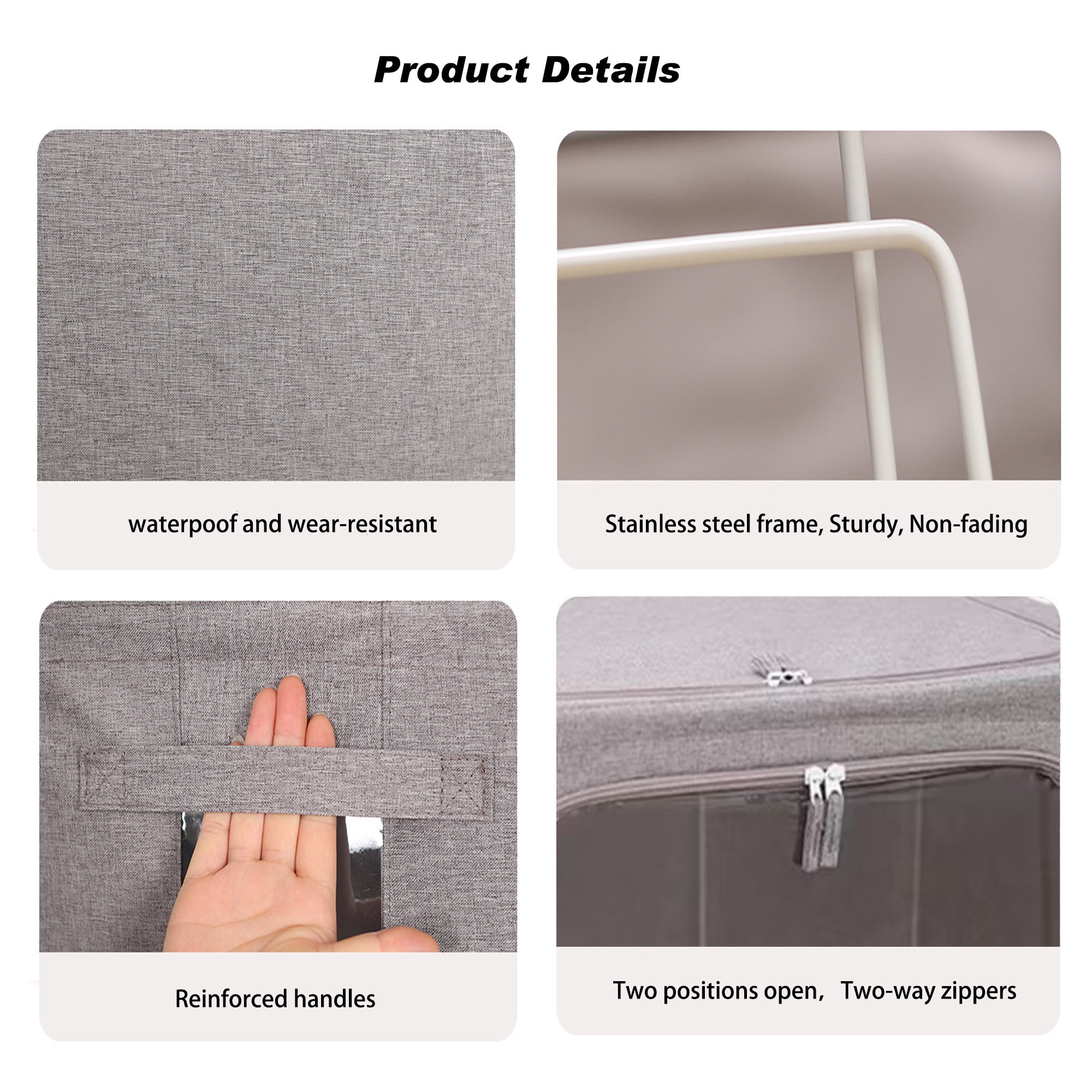 Kaisaatti Portable Closet Organizer with Stainless Steel Frame, Gray, 2 Count, 2 Pack
