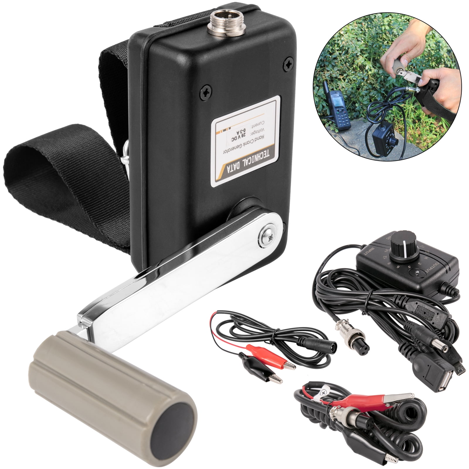 VEVOR Hand Power Generator 30W, Hand Crank Generator 028V, DC