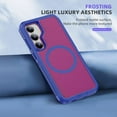 thumbnail image 4 of Magnetic Case for Samsung Galaxy S25 Clear Compatible with Magsafe, Hybrid Protective Silicone Bumper, Slim Smooth Sleek Matte Frosted Case for Men Women for Samsung Galaxy S25, Blue+Rose, 4 of 7