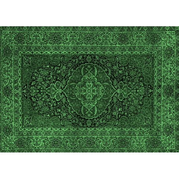 Ahgly Company Indoor Rectangle Persian Emerald Green Traditional Area Rugs, 5' x 7'