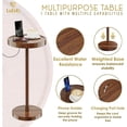 thumbnail image 4 of Small Round Accent Table with Phone Holder & Coasters - Natural Wood Finish, 4 of 9