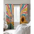 thumbnail image 3 of Sunflowers Blackout Curtains 72 Inches Long, Summer Botanical Floral Leaf Colorful Stripes Thermal Insulated Black Out Curtains, Darkening Window Curtain for Bedroom Living Room 52"x72" 2 Panels, 3 of 9