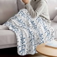 thumbnail image 3 of Navy Blue Grey Botanical Blanket Soft Cozy Warm Throw Blanket for Couch, Plush Fuzzy Flannel Fleece Blankets for Sofa, Spring Floral Summer Farmhouse Bed Blankets Lightweight Gifts for Women, 50"x80", 3 of 9