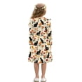 thumbnail image 2 of FKELYI Black Cat Flower Print Ruffle Twirly Dress for Girl Long Sleeve Crew Neck Casual Dress for Party Holiday Spring Fall Playwear for 3-14 Y Girls, 3-4 Y, 2 of 6