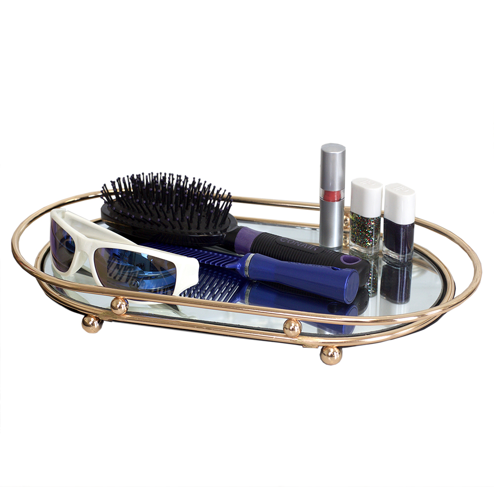 Luxury Mirror Vanity Tray, Gold