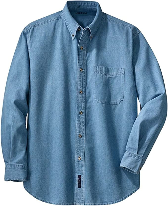Joe's USA Long Sleeve Demin Shirt, XS - Faded Blue - Walmart.com