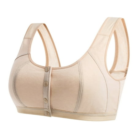 Fesfesfes Bras for Women Wireless Women s Sexy Large Size Underwear Cotton Comfortable U-shaped Back Front Snap Button Gathered Wirefree Underwear Women s Bra Women Bra