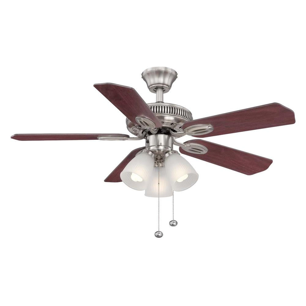 New 42 in Indoor Low Profile Brushed Nickel Finish Ceiling Fan with Light Kit 