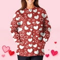 thumbnail image 3 of Valentines Day Scrub Jackets Women Plus Size Casual Long Sleeve Cute Love Heart Printed Scrub Tops Loose Button Snap Front Scrubs Medical Nurse Workwear Nursing Uniform with Pockets Watermelon Red M, 3 of 5