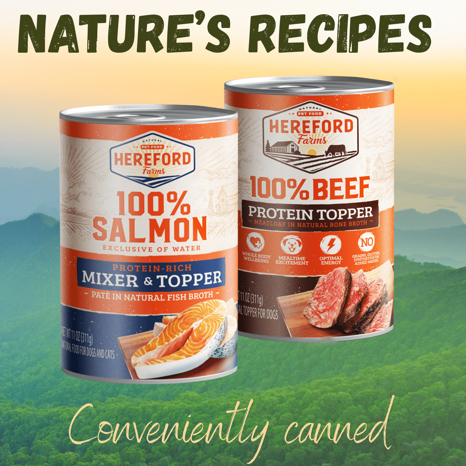 Hereford Farms 100% Salmon Wet Dog and Cat Food exclusive of water, Protein-rich Mixer and Topper, 12 Pack