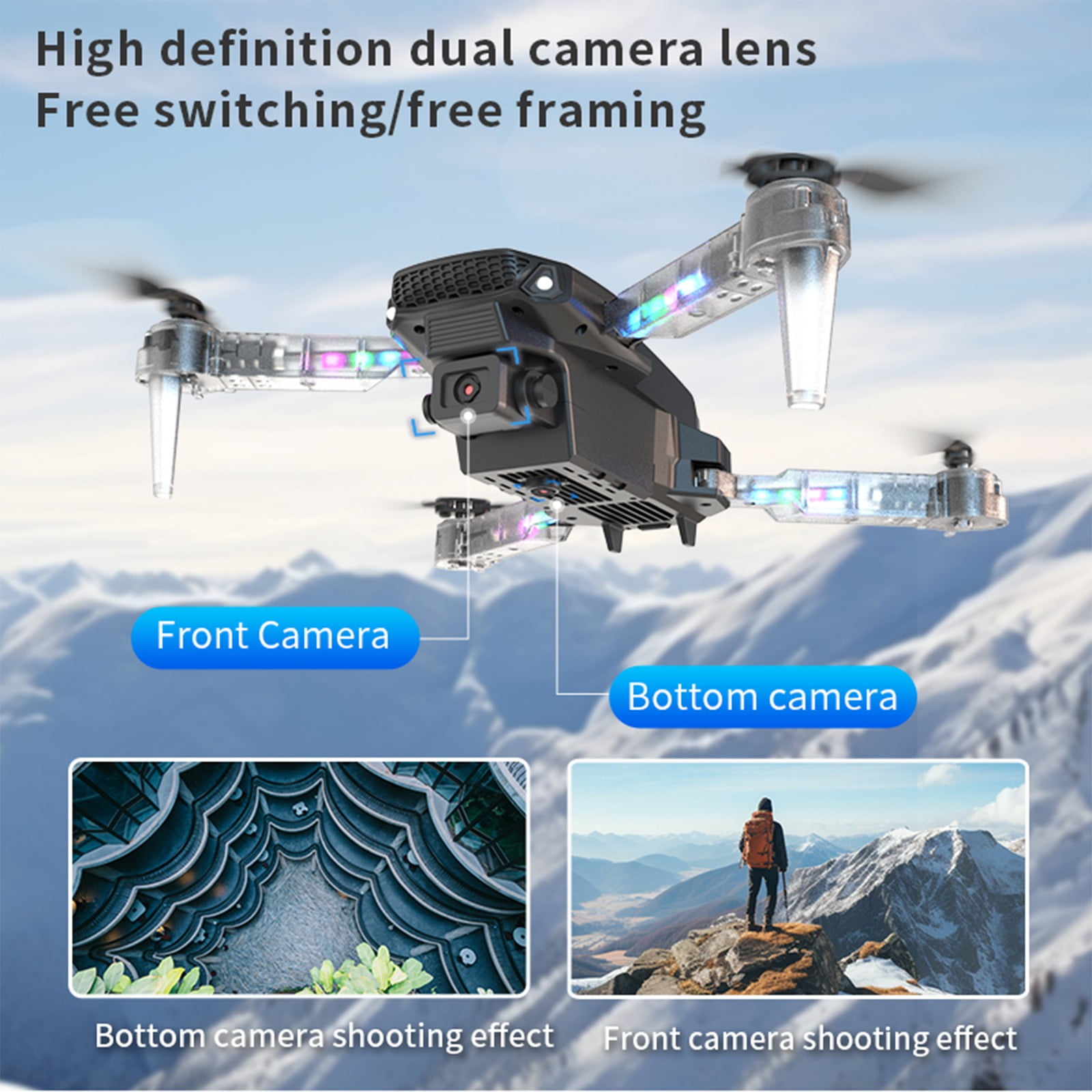 Drone with Camera for Beginners and Kids, Foldable RC Quadcopter with Dual HD Cameras, WiFi FPV Live Video, Altitude Hold