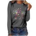 thumbnail image 1 of Pisexur Hauts d'Automne pour Femmes Mode Mignon T-Shirt Imprimé Graphique Hauts Col Rond Manches Longues Chemises pour Femmes Habillées Décontractées Sorties Hauts Confort Polyvalents Légers T-Shirts, 1 of 5