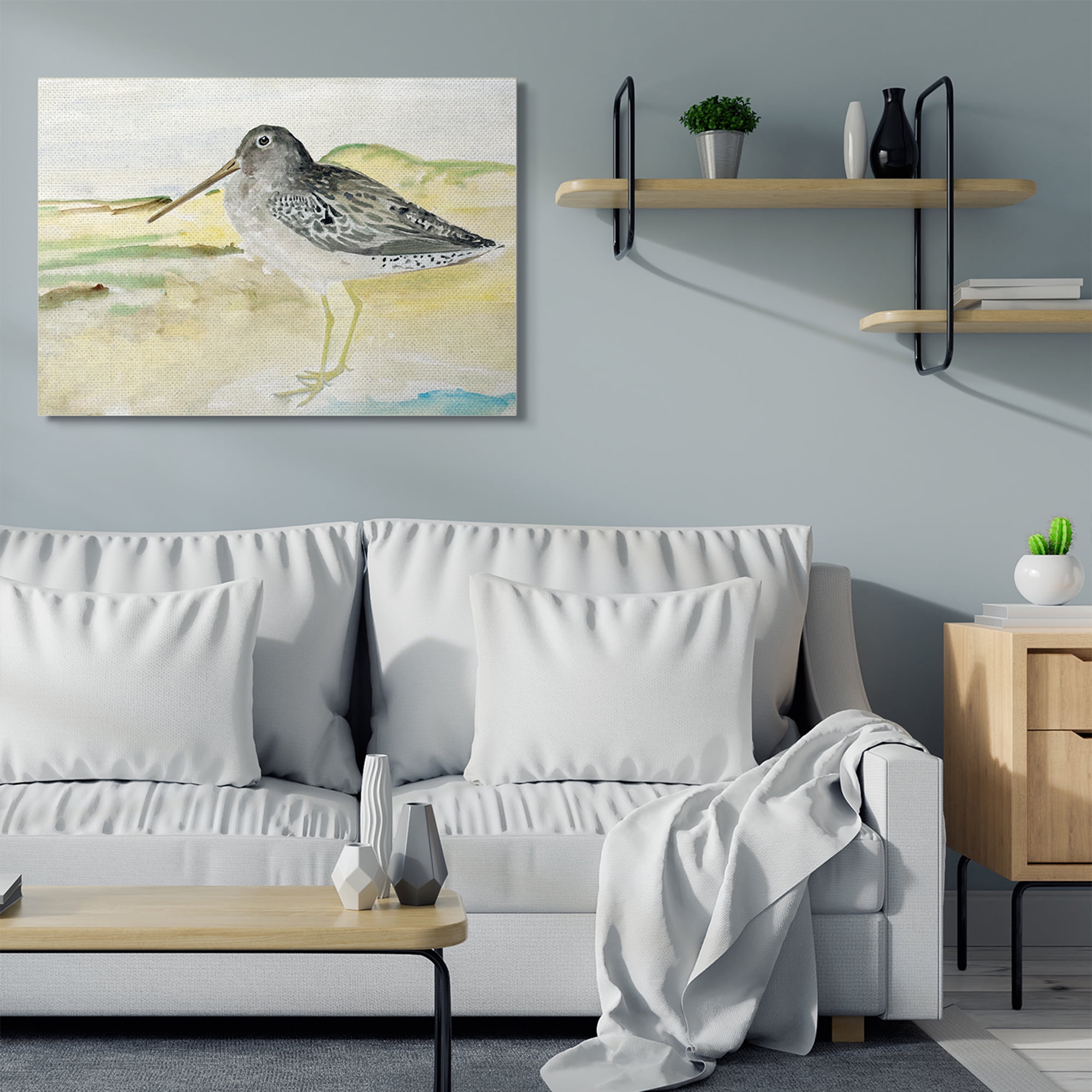 Stupell Home Décor Bird Encounter Landscape Animal Watercolor Painting Canvas Wall Art by Stellar Studio