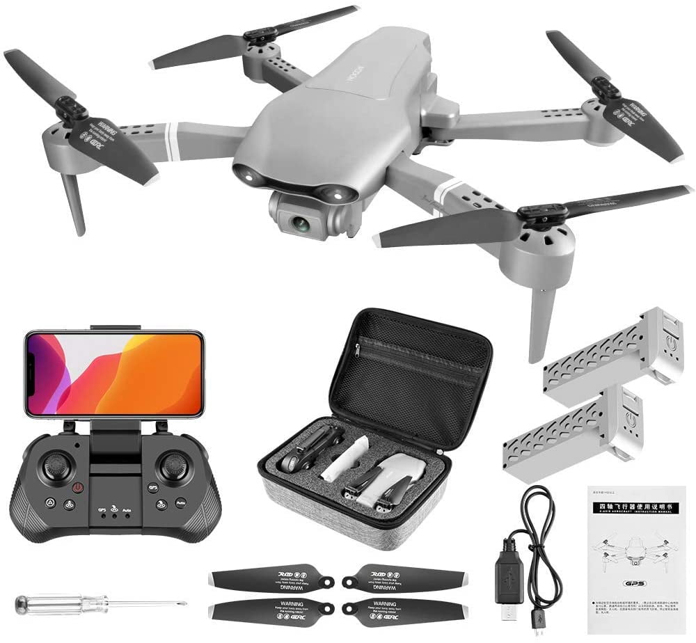 GPS Drone with 4K Camera for Adults Beginner Dual Camera 5G WiFi FPV Live Video Quadcopter Auto Return Follow Me Foldable Drone 40mins Flight Time Headless（2 Batteries） 