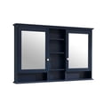 thumbnail image 6 of ANGELES HOME 55"x 35" Wall Mounted Mirrored Medicine Cabinet for Bathroom, 3 Tier Wood Mirror Cabinet Storage with 2 Soft-close Door, Bathroom Accessory, Navy Blue, 6 of 8