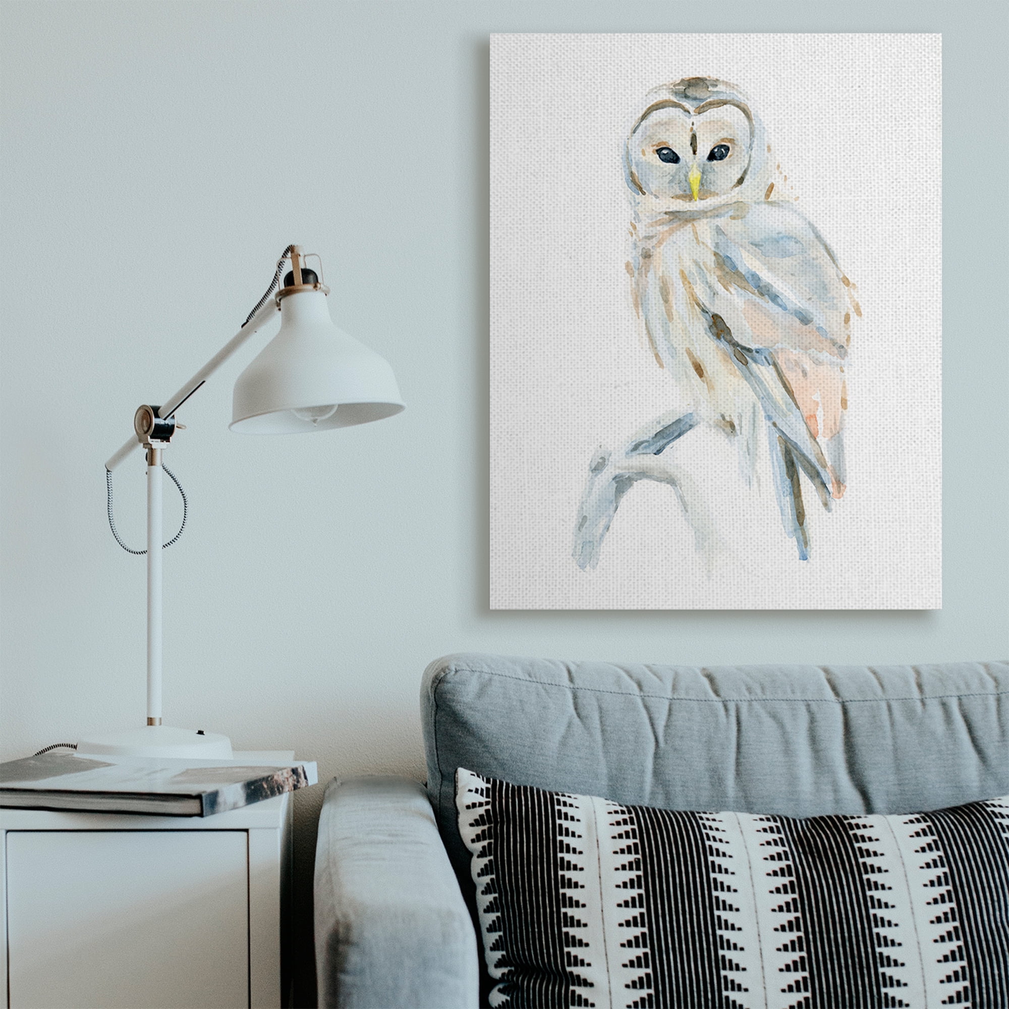 Stupell Industries Winter Artic Owl Portrait Perched on Tree Branch Canvas Wall Art, 36 x 48, Design by Annie Warren