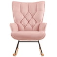 thumbnail image 4 of Rocking Chair Nursery, Upholstered Glider Rocker with High Backrest, Stylish Modern Rocking Accent Chair Glider Recliner for Living Room Nursery Bedroom, Pink, 4 of 4