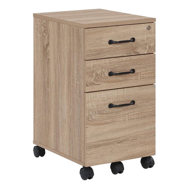 Scranton & Co 3 Drawer Mobile File Cabinet in River Oak Engineered Wood