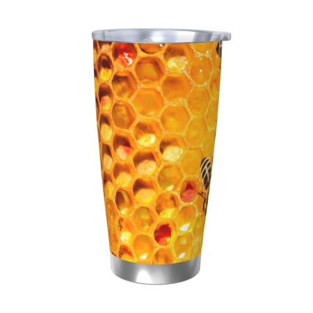 

Logiee Bees on Hive Honeycomb Print 20OZ Car Cup with Lid Stainless Steel Vacuum Insulated Double Wall Travel Tumbler Durable Insulated Coffee Mug Thermal Cup with Straw-Without Straw