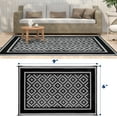 thumbnail image 3 of Kohree Outdoor Plastic Straw Rug 9'x12' ,Waterproof Mat with 4 Corner Loops Indoor Outdoor for RV, Camping, Deck ,Balcony (Black & Gray), 3 of 6