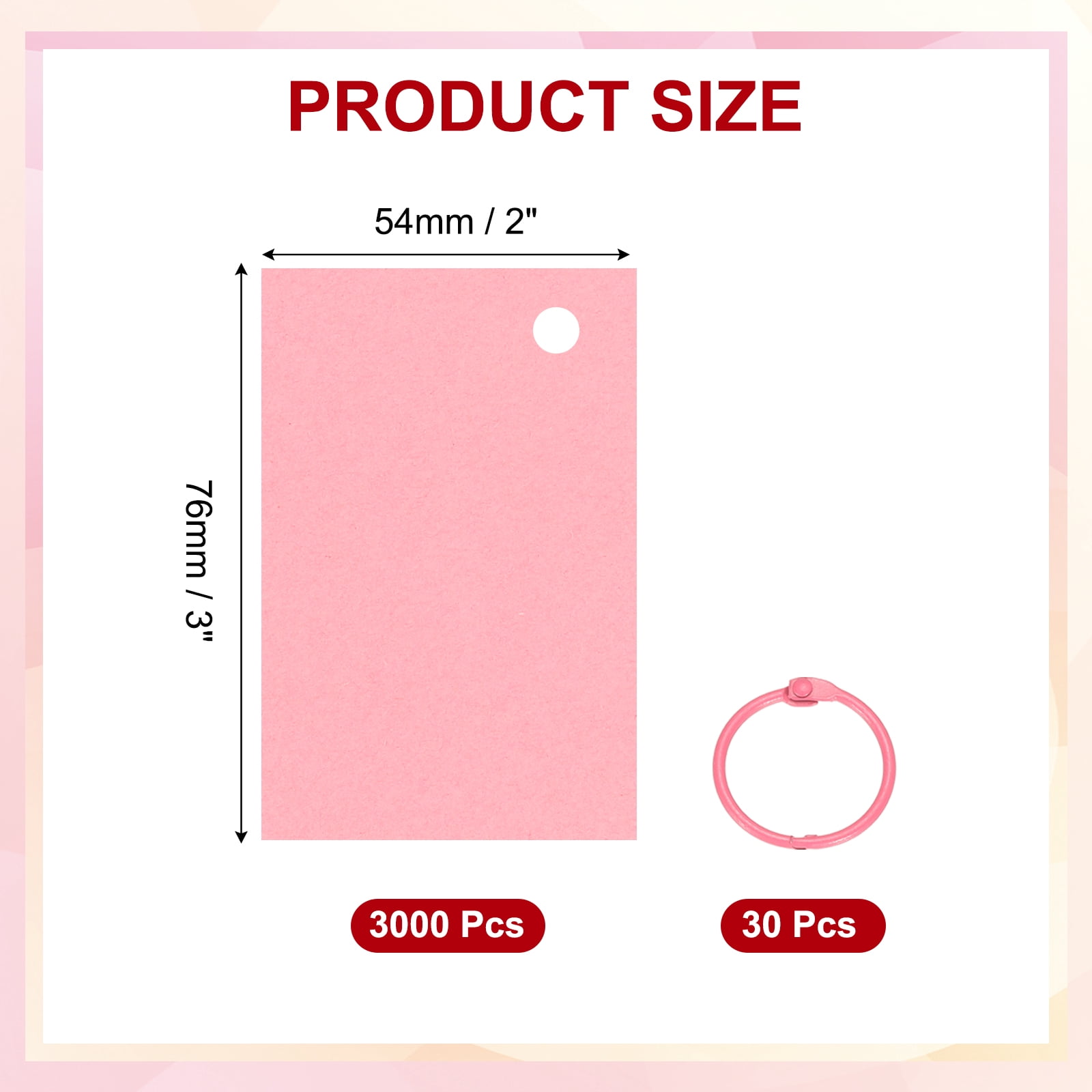 3"x2" Blank Paper Business Cards 3000 Pack Small Index Flash Cards Words Message Note Card Mini Paper Tags for DIY Craft Scrapbooking, Pink