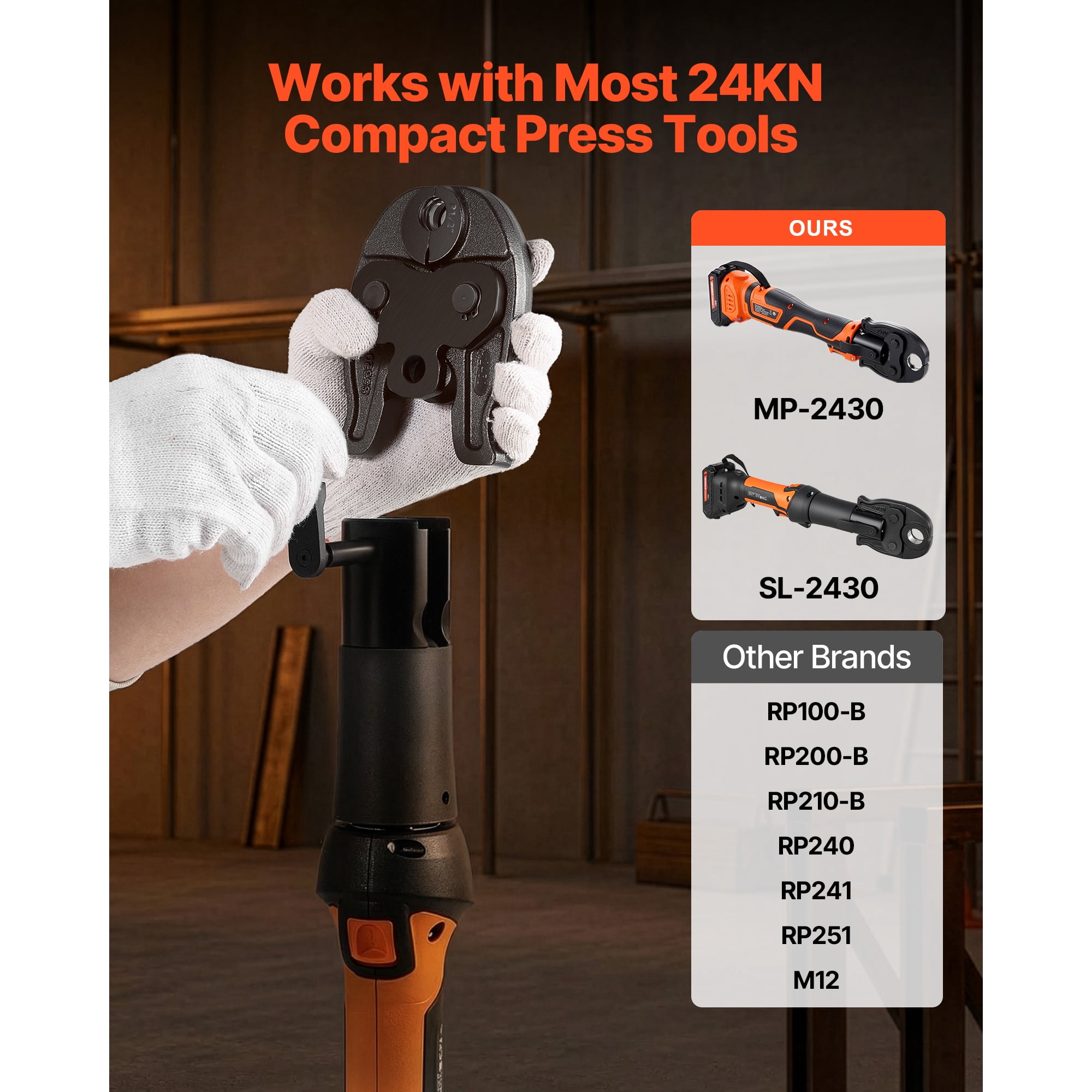 KFFKFF 1/2" Press Jaw for Compact Press Tools, Hardened Steel Construction for High-Pressure HVAC/R Applications - Compatible with 24KN Tools for Copper Pipe Connections