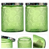 Toyandona 6pcs Green Embossed Glass Candle Jars for DIY Candle Making and Storage Craft Projects