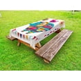 thumbnail image 1 of Nursery Outdoor Tablecloth, Cute Eastern Inspired Elephant Bird and Bee Oriental Themed Art Design Sun and Moon, Decorative Washable Fabric Picnic Table Cloth, 58 X 84 Inches,Multicolor, by Ambesonne, 1 of 2