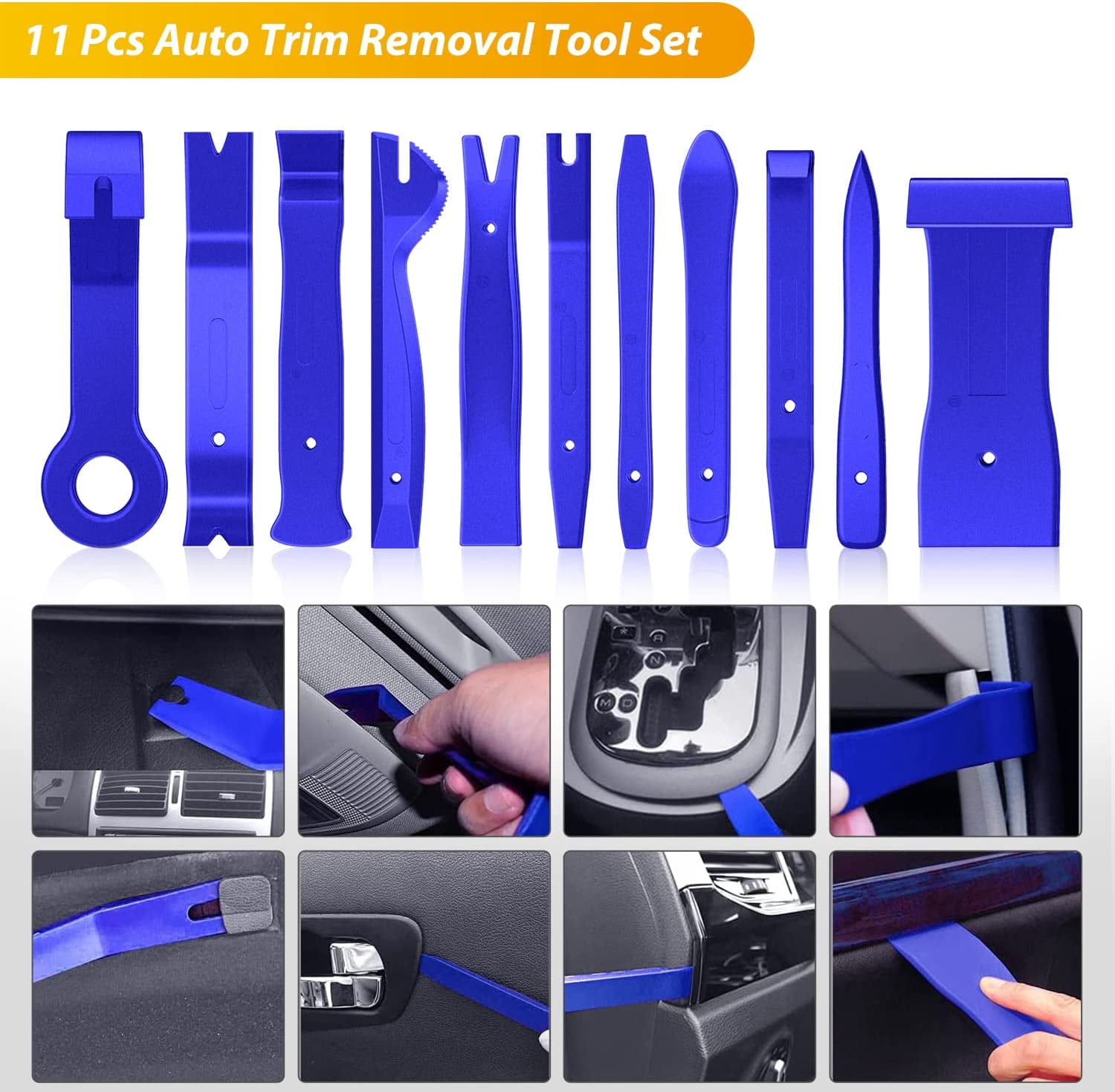 GOOACC 200Pcs Trim Removal Tool, Auto Push Pin Bumper Retainer Clip Set Fastener Terminal Remover Tool Adhesive Cable Clips Round Handle Crowbar Removal Kit Car Panel Radio Removal Auto Clip Pliers