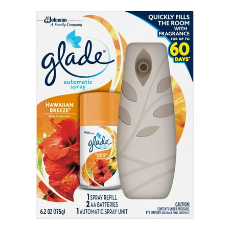 Glade Automatic Spray Starter Kit, Hawaiian Breeze, 1 Spray Refill + 2 AA Batteries + 1 Automatic Spray Unit