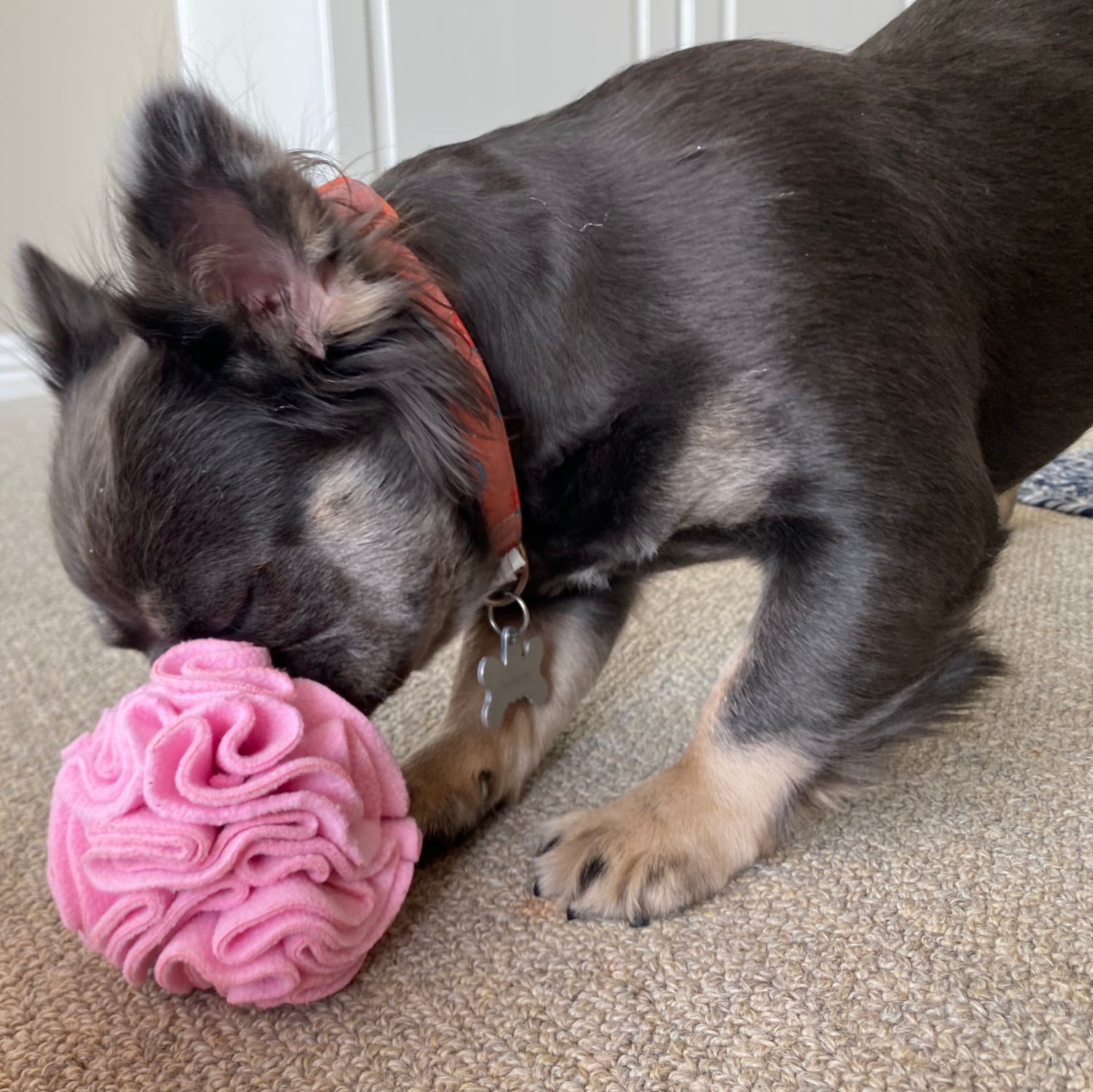 Christmas Green and Red Snuffle Interactive Foraging Dog Puzzle Ball Toy for Puppy and Adult