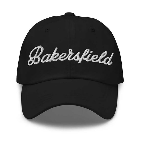Bakersfield Baseball Cap Bakersfield Dad Hat Bold Script Arizona AZ Hat Embroidered Souvenir Gift Black