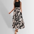 thumbnail image 2 of MOJOGO Women's A Line Dresses Casual Crewneck Sleeveless Dress Floral Printed Tiered Maxi Dress for Beachwear Vacation Khaki 2XL, 2 of 5