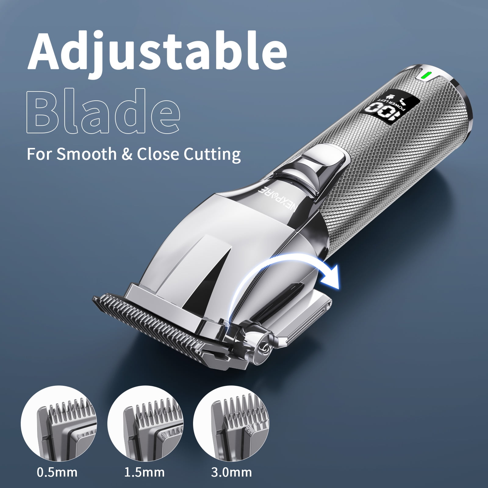 NEXPURE Cordless Hair Clippers for Men, 6800RPM Hair Cutting Kit Quiet High-Torque, 6 Guide Combs, All-in-One Clippers for Hair Cutting, Silver