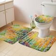 thumbnail image 4 of Summer Oil Painting Tree Bathroom Rugs Set Country Yellow Birch Plant Non Slip Absorbent Soft Bath Mats 3 Piece Set with Bathroom Rug, U-Shaped Floor Mat, Toilet Seat Cover Small Size, 4 of 9
