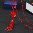thumbnail image 5 of Fasijew Faux Crystal Necklace Women Necklace Faux Crystal Necklace Knotted Beaded Long Tassel Shiny All Match Women Sweater Necklace, 5 of 7