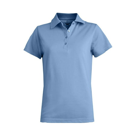 Ed Garments Women's Soft Touch Blended Pique Polo Shirt, BLUE,