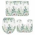 thumbnail image 2 of Eucalyptus Leaves Daisy Bathroom Rugs Set Summer Farmhouses Flower Non Slip Absorbent Soft Bath Mats 3 Piece Set with Bathroom Rug, U-Shaped Floor Mat, Toilet Seat Cover Large Size, 2 of 9
