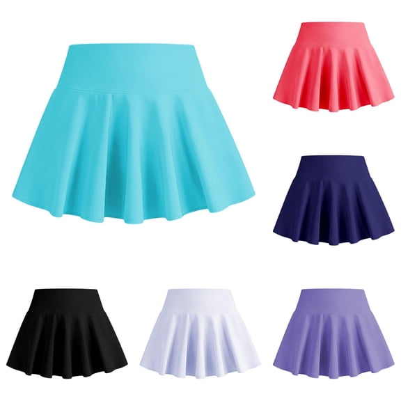 Krdevn Girls Tennis Skirt with Built In Shorts and Ball Pocket Elastic Waist Athletic Skort,11-12 Years