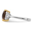 thumbnail image 3 of White Sterling Silver Ring Band Gemstone Yellow Smoky Quartz Topaz, 3 of 5