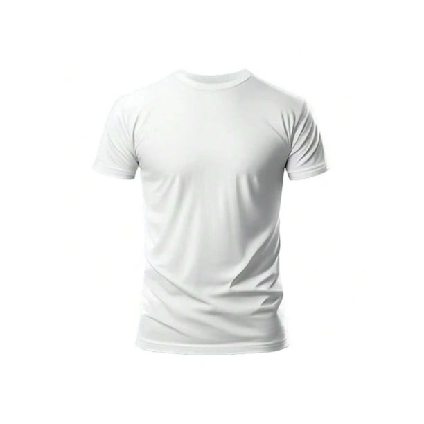Playera Slim Fit Unisex Cuello Redondo Manga Corta Strech Color Blanco Talla Mediana Marca Emil SaEs