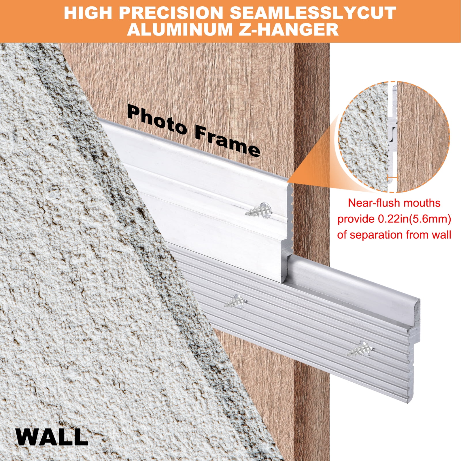 10 Pairs French Cleat Picture Hanger 2" Aluminum Z Clip Supports 30lbs, Interlocking Wall Mounting Bracket