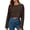 Brown, variant on Women Cinched Waist Tops Long Sleeve Boat Neck Shirt Tighten Fitted Waist Crop Spring Summer Blouses Gray