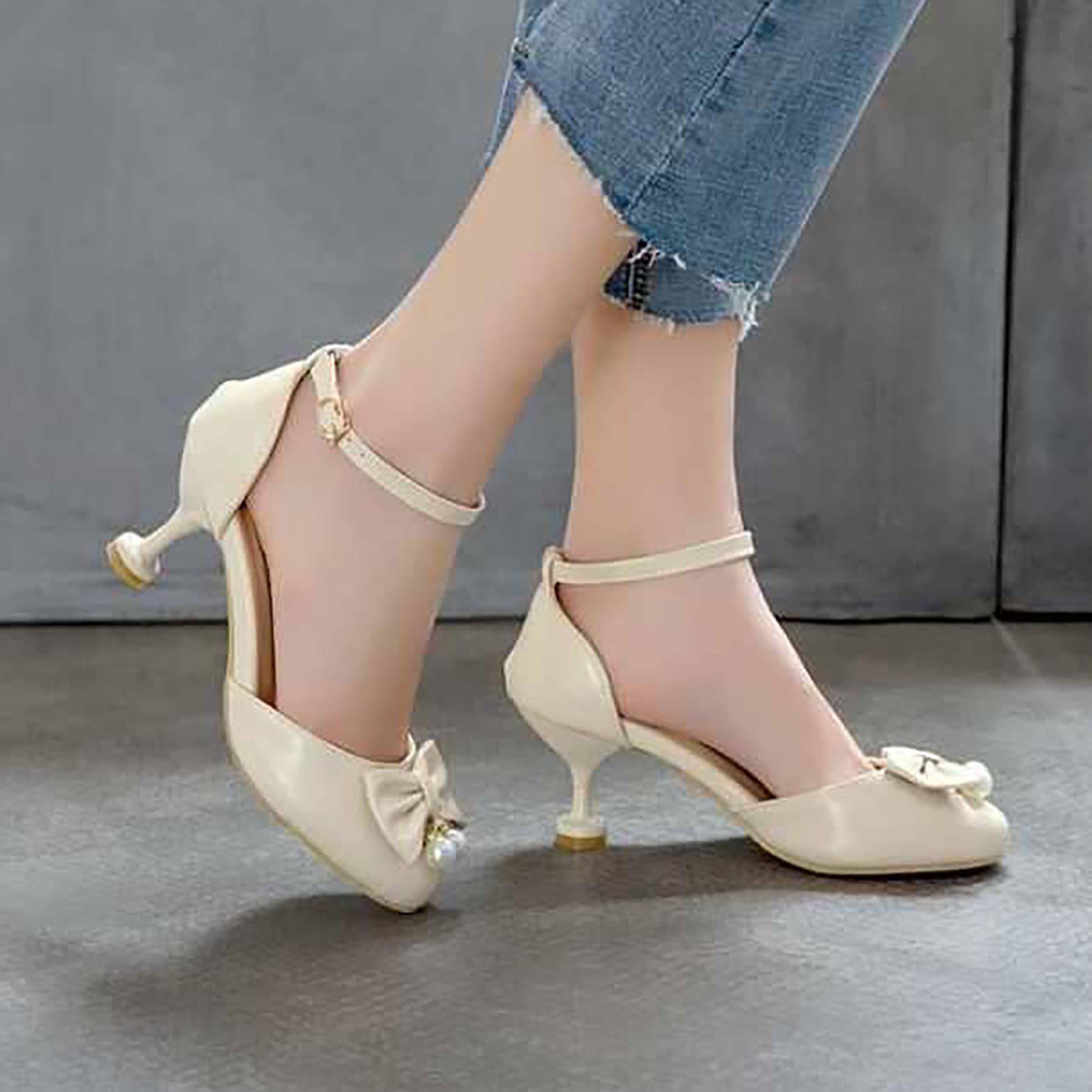 Shoe Land Madeline-Womens Open Toe Ankle Strap Chunky Block Low Heel Dress  Sandals (RoseGoldGlitter)