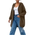 thumbnail image 4 of Aezemi Women Long Hooded Sweatshirts Elastic Hem Full Zip Fashion Fall Winter Hoodie Outfits with Pockets Zip up Long Sleeve Trendy Daily Blouses XL, 4 of 6